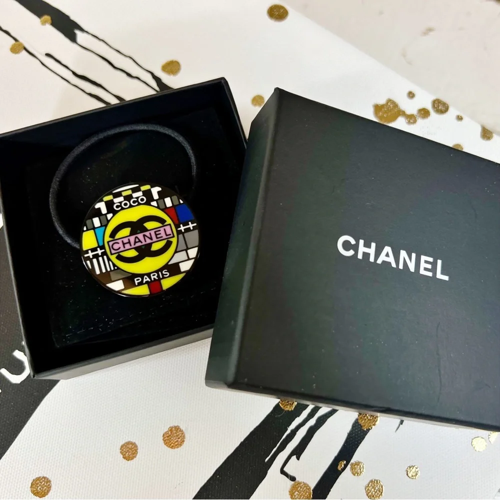 CHANEL CC Hair Tie/Bracelet in Black and Multicolor